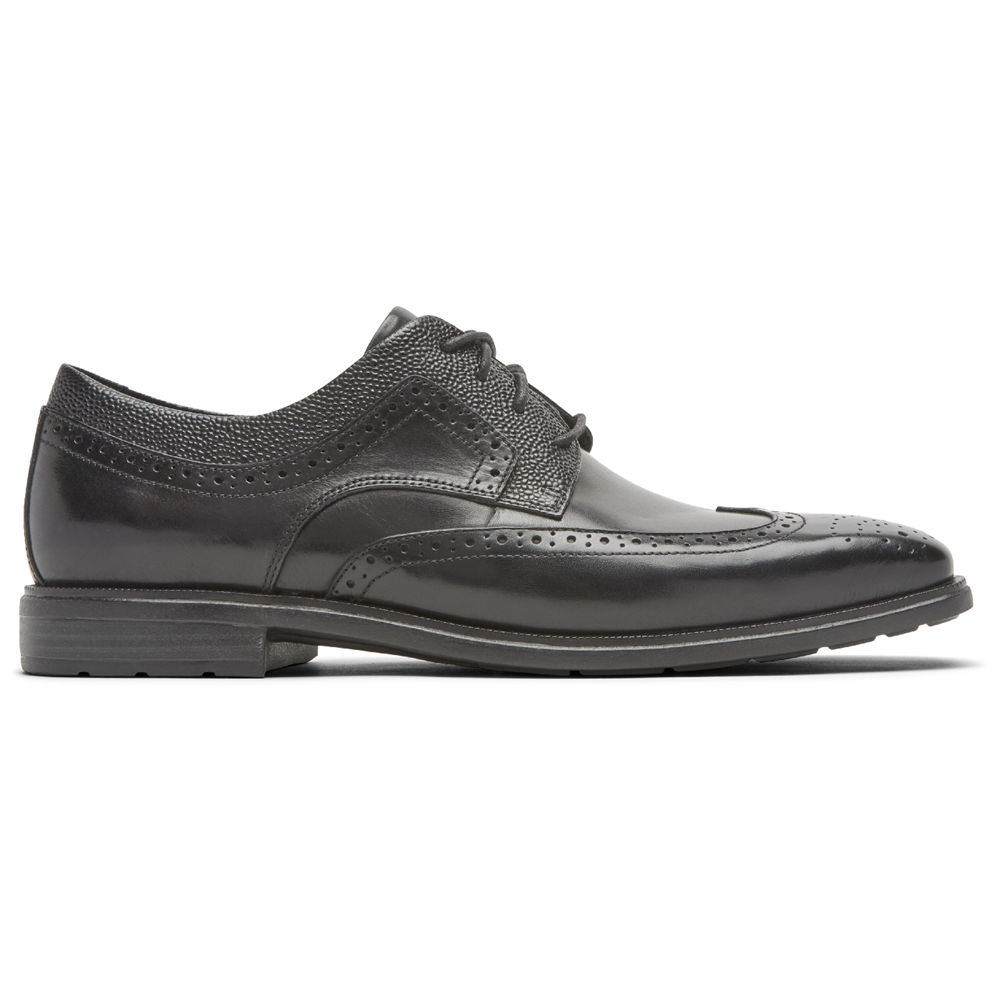 Rockport Mens Dress Shoes Black - Dres Sports Business 2 Wingtip - UK 386-YTFGIE